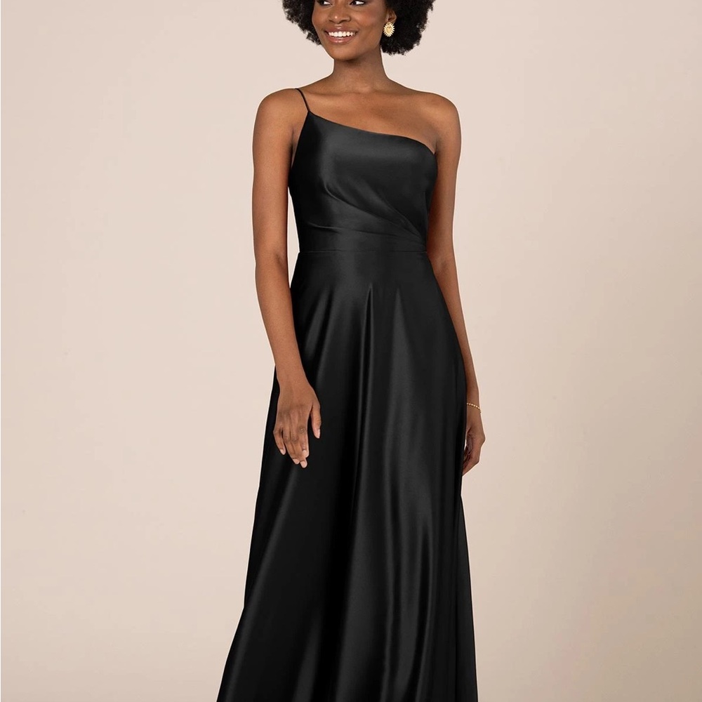 SORELLA VITA One-Shoulder Satin Black Dress